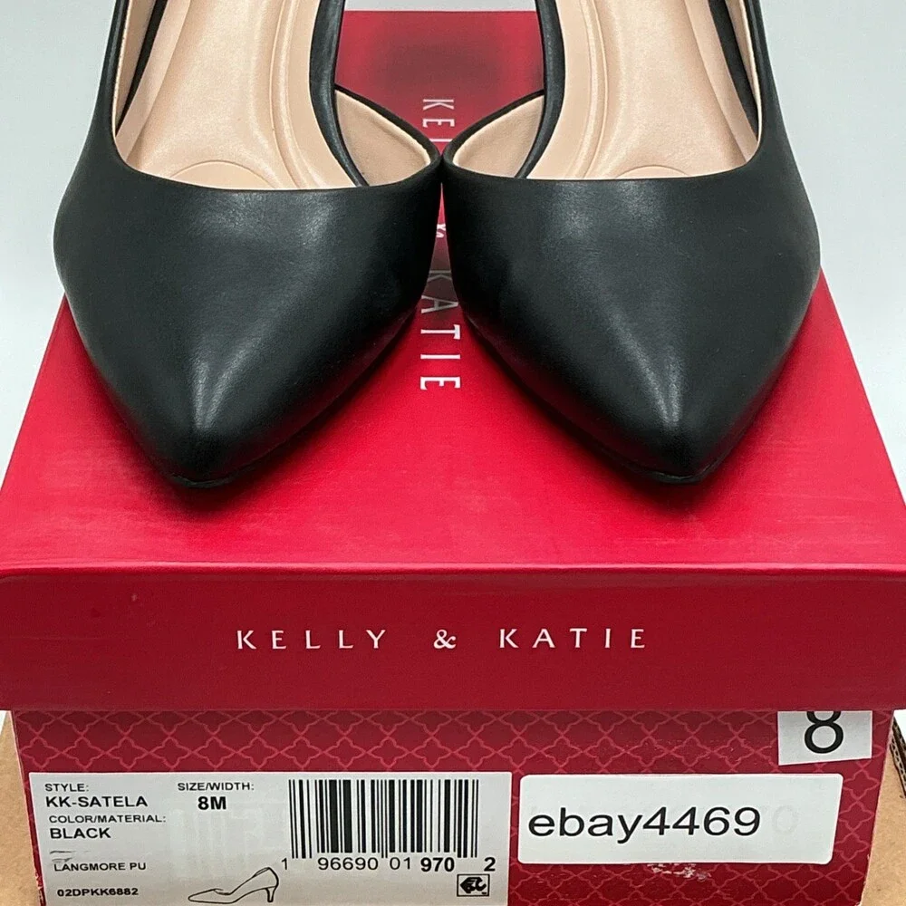 Kelly & Katie Satela Pump Women's US 8 M Black Pointed Toe Stiletto Heel Eby4469